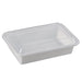 DURA - 28 Oz Microwavable White Rectangular Container + Clear Lid - 150 Sets - Bulk Mart