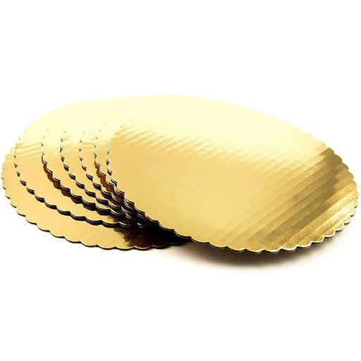 Enjay - 7" x .045" Round Scalloped Edge Gold Cake Sheet - 100/Case
