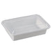 PCM - 24 Oz Microwavable White Rectangular Container + Clear Lid - 150 Sets - Bulk Mart