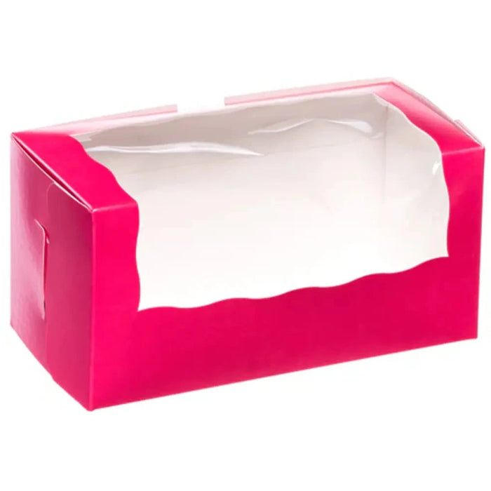 pink 2 cupcake box with window 8x4x4
