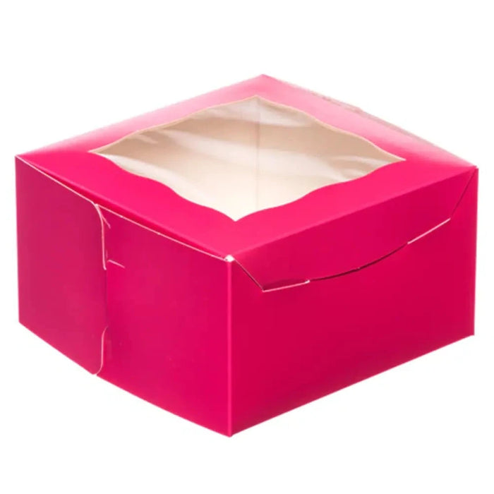pink 4 cupcake box with window 7x4x4