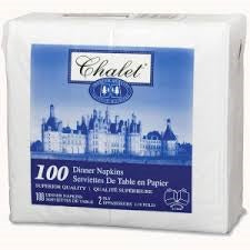 Chalet - 15" x 16" White 2 Ply Dinner Napkins 1/8 Fold - 100/Pack