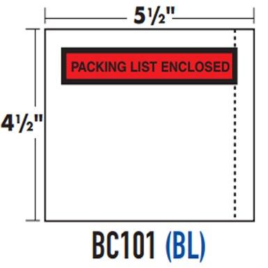 Belle-Pak - 4.5" x 5.5" Packing Slip Envelopes 1/3 printed - 1000 Pcs - Bulk Mart
