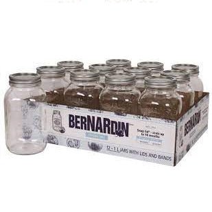 Bernardin - Regular Mason Jar With Snap Lids - 12 x 1 L - Bulk Mart