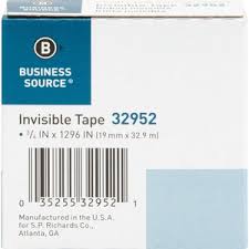 Business Source - Invisible / Transparent Tape - 12/Pack - Bulk Mart