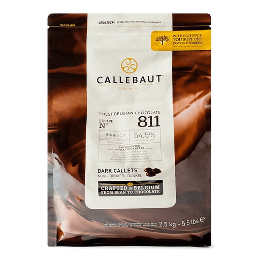 Callebaut - 811 Finest Belgian Dark Chocolate Callets 54.5% - 8 x 2.5 Kg - Bulk Mart