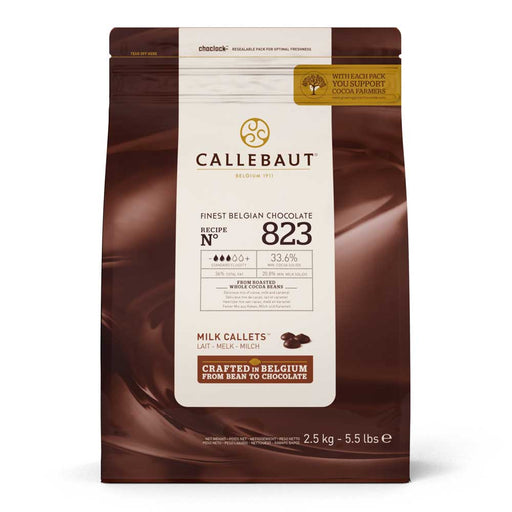 Callebaut - 823 Finest Belgian Milk Chocolate Callets 33.6% - 8 x 2.5 Kg - Bulk Mart