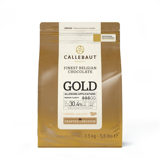 Callebaut - Gold White Chocolate Callets Caramel Taste - 2.5 Kg - Bulk Mart
