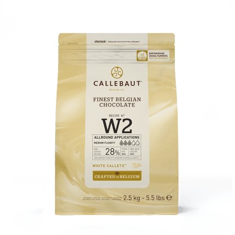 Callebaut - W2 White Chocolate Callets 28% - 8 x 2.5 Kg - Bulk Mart