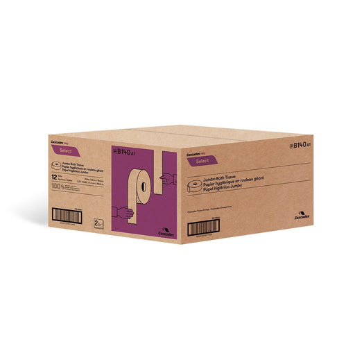 Cascades Pro - B140 - Select Jumbo 2 Ply Toilet Paper Roll 1000' - 12 Rolls - Bulk Mart