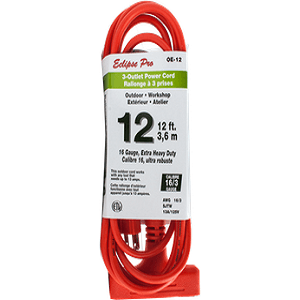 Chateau - 12 Ft Outdoor Orange Extension Cord with Triple Tap - Each - Bulk Mart