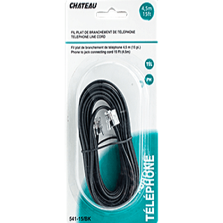 Chateau - 15 Ft Phone to Jack Connecting Cord Black - Each - Bulk Mart