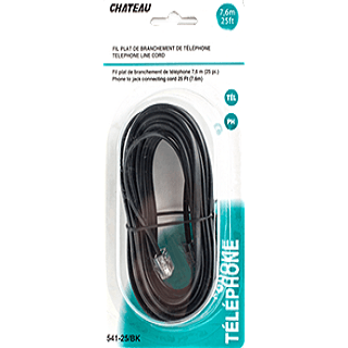 Chateau - 25 Ft Phone to Jack Connecting Cord Black - Each - Bulk Mart