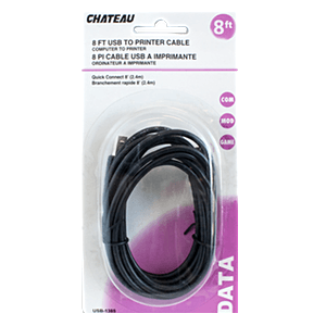 Chateau - 8 FT USB To Printer Cable - Each - Bulk Mart