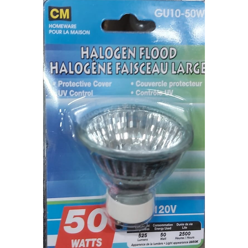 CM - GU10 - 50W Halogen Flood Large Bulb - Each - Bulk Mart