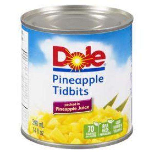 Dole - Pineapple Tidbits In Juice - 24 x 398 ml - Bulk Mart