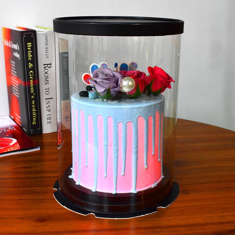 Bakery Box, 14 Inch Round Clear Tall Plastic Cake Box Black 10 Qty ...