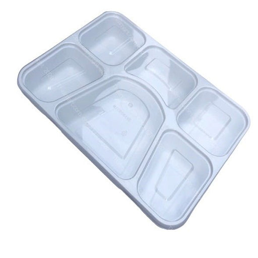 DURA - 6 Compartment Serving Tray White Base+Clear Lid Combo - 100/Case - Bulk Mart