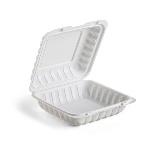 DURA - 8" x 8" x 3" MFPP Microwavable Take Out Container White - 150/Case - Bulk Mart