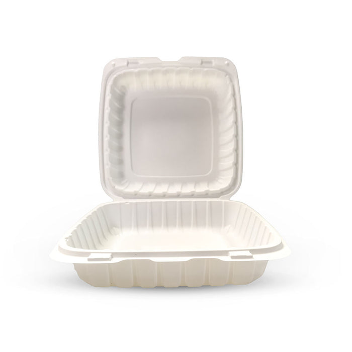 DURA - 9" x 9" x 3" MFPP Microwavable Take Out Container White - 150/Case - Bulk Mart
