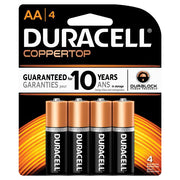 Duracell - 1.5 V CopperTop Alkaline AA Batteries - 4 / Pack - Bulk Mart