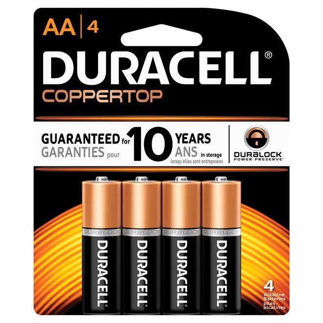 Duracell - 1.5 V CopperTop Alkaline AA Batteries - 4 / Pack - Bulk Mart