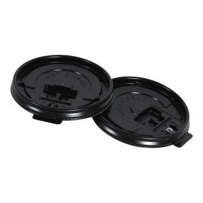 E2E - 8 Oz - 80mm Flat Lids Black - 50 / Sleeve - Bulk Mart