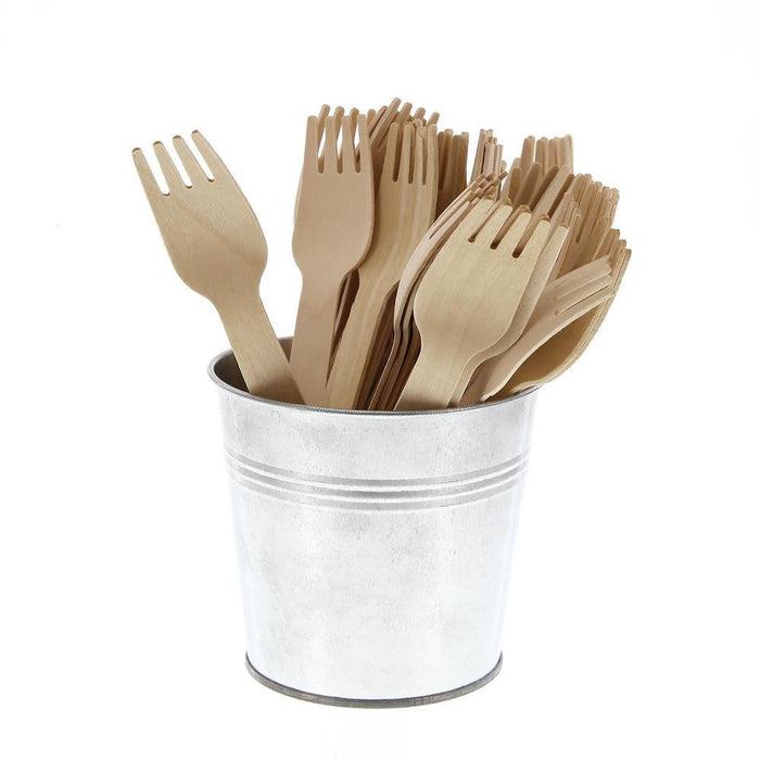 ECO PLUS - Compostable Birch Wood Fork Unwrapped Natural - 100/Pack - Bulk Mart