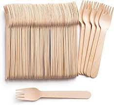 ECO PLUS - Compostable Birch Wood Fork Unwrapped Natural - 100/Pack - Bulk Mart