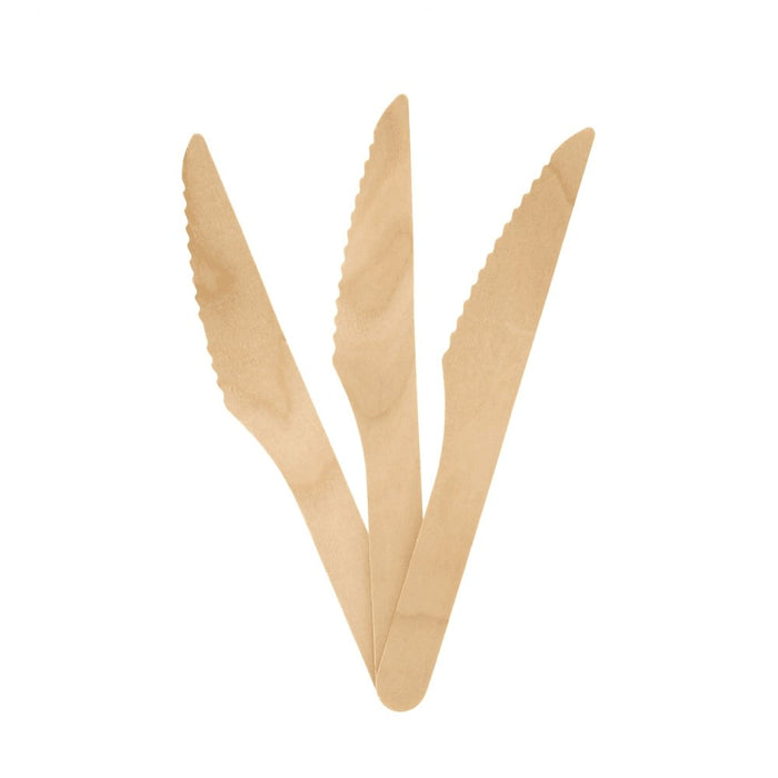 ECO PLUS - Compostable Birch Wood Knife Unwrapped Natural - 10 x 100/Case - Bulk Mart