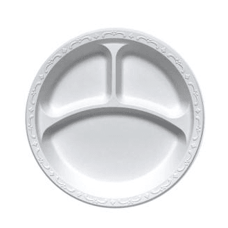 Ecopax - PP093 - 9" Round Microwavable Pebble Plate 3 Compartment - 400/Case - Bulk Mart