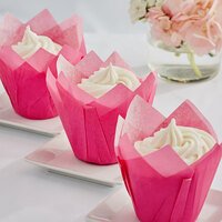 Enjay - 2" x 3.25" Pink Tulip Baking Cup - 100/Pack - Bulk Mart