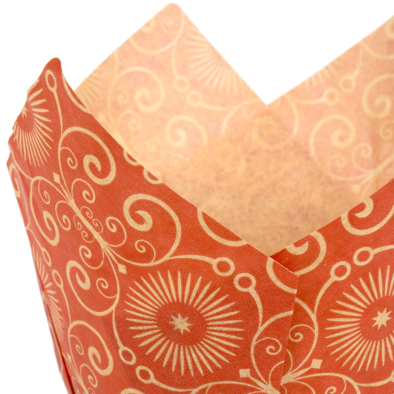 Enjay - 2" x 3.25" Red Mariposa Print Tulip Baking Cup - 100/Pack - Bulk Mart