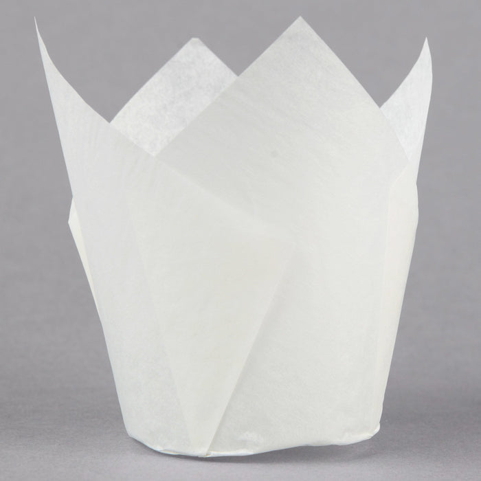 Enjay - 2" x 6.25" White Paper Tulip Cup - 10 x 100pcs/Case - Bulk Mart