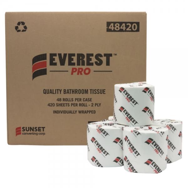 Everest Pro - 2 Ply Toilet Paper Roll Individually Wrapped, 420 Sheets ...