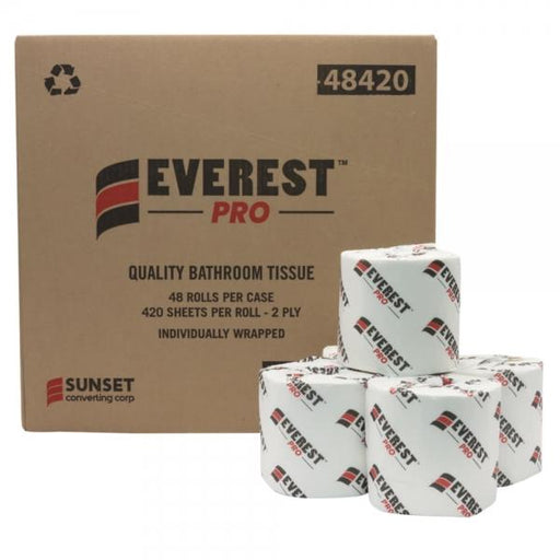 Everest Pro - 2 Ply Toilet Paper Roll Individually Wrapped, 420 Sheets - 48/Case - Bulk Mart