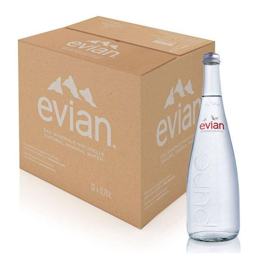Evian - Natural Spring Water Glass Bottle - 12 x 750 ml - Bulk Mart