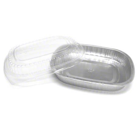 HFA Gourmet To Go - 22 Oz Small Entree Combo Silver With Clear Dome Lids -100/Case - Bulk Mart