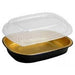 HFA Gourmet To Go - 52Oz Medium Entree Container Gold/Black With Dome Lids -50/Case - Bulk Mart