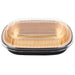 HFA Gourmet To Go - 72 Oz Large Entree Container Gold/Black With Dome Lids -50/Case - Bulk Mart