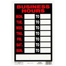 Hillman - 8" x 12 " Business Hours Sign - Each - Bulk Mart