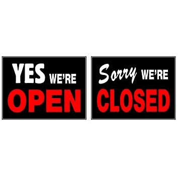 Hillman - Yes We're Open / Sorry We're Closed Sign 2 Sided - Each - Bulk Mart