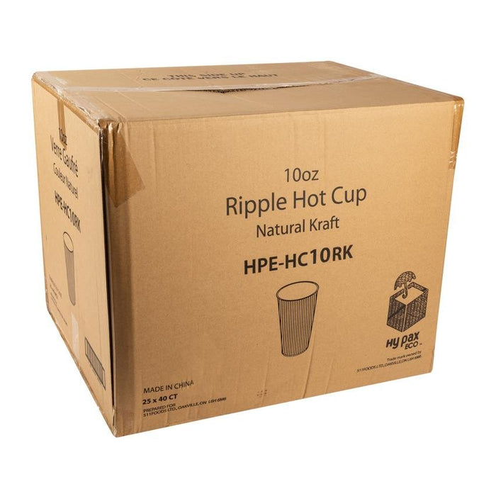 Hy Pax - 10 Oz Kraft Ripple Hot Paper Cup Nature Color - 1000/Case - Bulk Mart