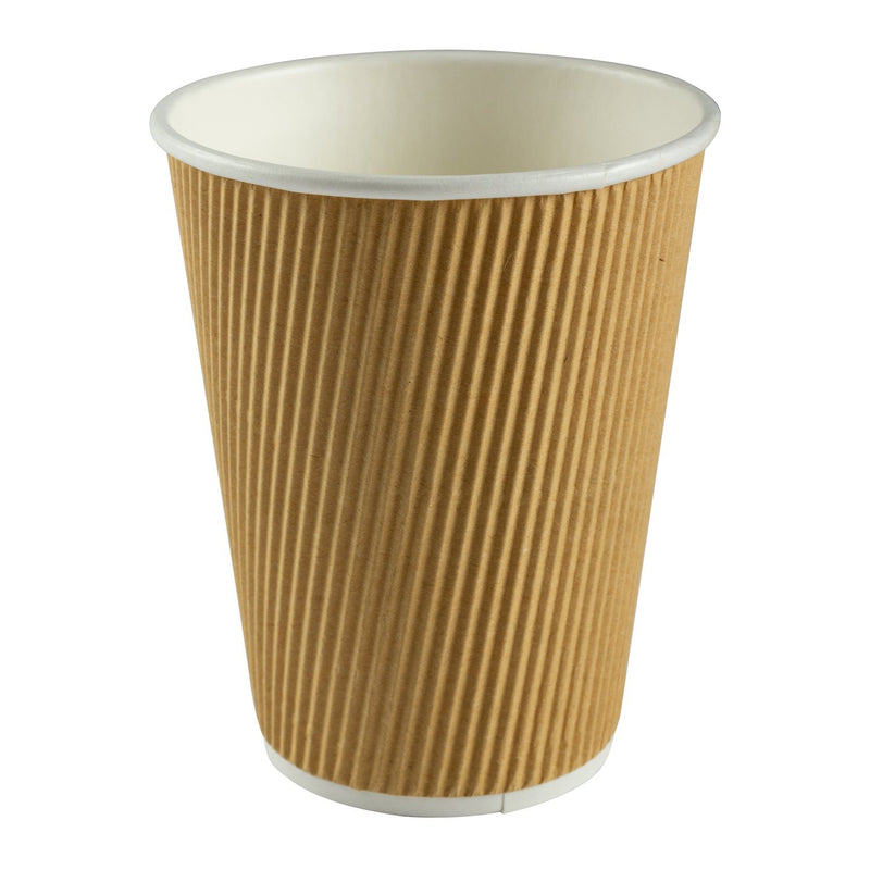 Hy Pax - 12 Oz Kraft Ripple Hot Paper Cup Nature Color - 1000/Case - Bulk Mart