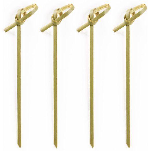 Hy Stix - 4" knotted Bamboo Pick Skewers - 10 x 100Pack / Case - Bulk Mart