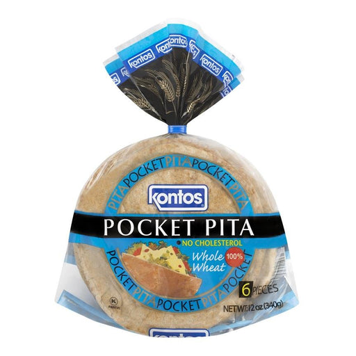 Kontos - 7" Whole Wheat Pita - 12 x 10 / Case - Bulk Mart