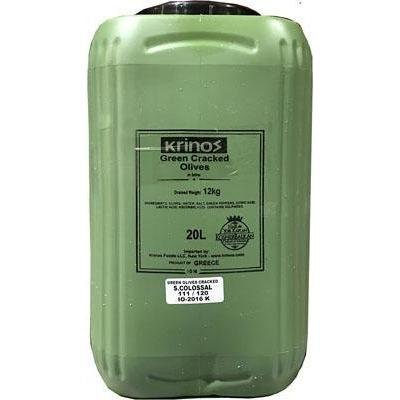 Krinos - Green Cracked Olives Super Colossal - 12 Kg - Bulk Mart
