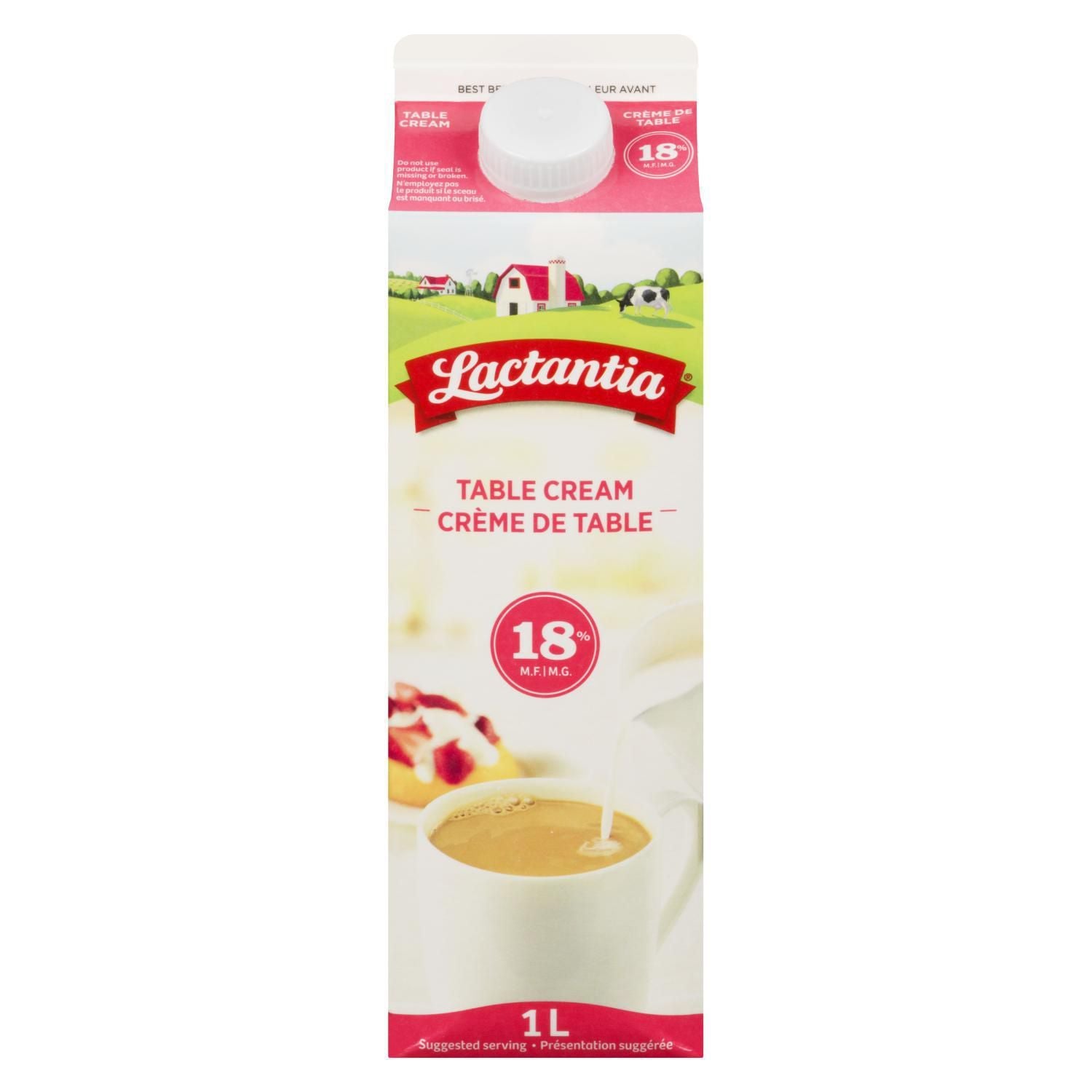 18% Table Cream 1L Lactantia Bulk Cream Supplier Canada — Bulk Mart