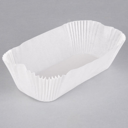 Lapaco - 600-006 - 6.87" x 2.87" x 2.25" White Dry-Waxed Fluted Oblong Loaf Liners - 1000/Case - Bulk Mart