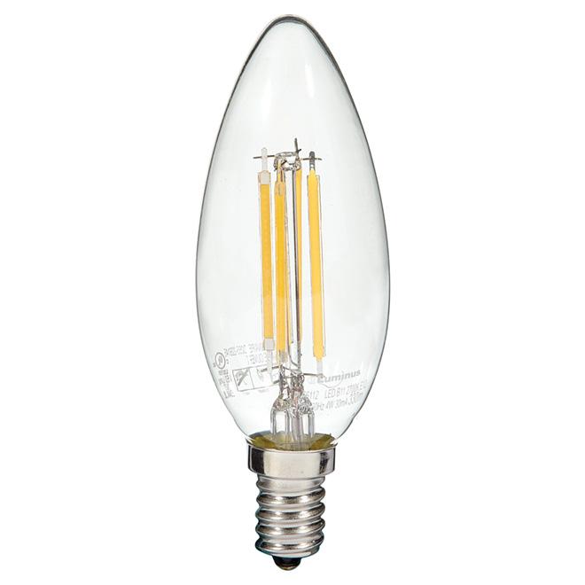 Luminus - B11 - 4W Warm White Dimmable Filament LED Bulb E12 Base - Each - Bulk Mart